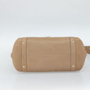 Salvatore Ferragamo Gancini Hand Bag Leather 2way Beige Gold Auth 190640-5