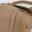 Salvatore Ferragamo Gancini Hand Bag Leather 2way Beige Gold Auth 190640-10