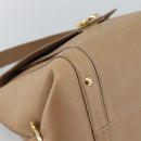Salvatore Ferragamo Gancini Hand Bag Leather 2way Beige Gold Auth 190640-15