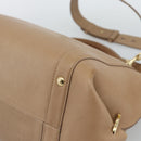 Salvatore Ferragamo Gancini Hand Bag Leather 2way Beige Gold Auth 190640-16