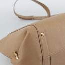 Salvatore Ferragamo Gancini Hand Bag Leather 2way Beige Gold Auth 190640-17