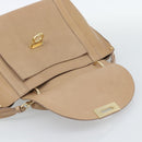 Salvatore Ferragamo Gancini Hand Bag Leather 2way Beige Gold Auth 190640-19