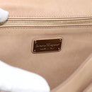 Salvatore Ferragamo Gancini Hand Bag Leather 2way Beige Gold Auth 190640-20