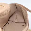 Salvatore Ferragamo Gancini Hand Bag Leather 2way Beige Gold Auth 190640-21