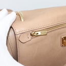 Salvatore Ferragamo Gancini Hand Bag Leather 2way Beige Gold Auth 190640-23