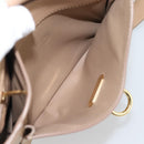 Salvatore Ferragamo Gancini Hand Bag Leather 2way Beige Gold Auth 190640-25