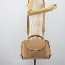 Salvatore Ferragamo Gancini Hand Bag Leather 2way Beige Gold Auth 190640-26