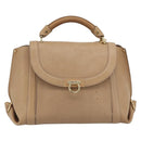 Salvatore Ferragamo Gancini Hand Bag Leather 2way Beige Gold Auth 190640-13