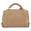 Salvatore Ferragamo Gancini Hand Bag Leather 2way Beige Gold Auth 190640-2