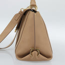 Salvatore Ferragamo Gancini Hand Bag Leather 2way Beige Gold Auth 190640-4