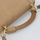 Salvatore Ferragamo Gancini Hand Bag Leather 2way Beige Gold Auth 190640-7
