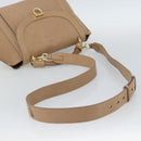 Salvatore Ferragamo Gancini Hand Bag Leather 2way Beige Gold Auth 190640-9