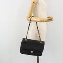 BALLY Chain Shoulder Bag Leather Black Gold Auth 190641A-26