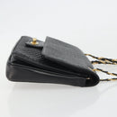 BALLY Chain Shoulder Bag Leather Black Gold Auth 190641A-3