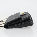 BALLY Chain Shoulder Bag Leather Black Gold Auth 190641A-4