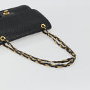 BALLY Chain Shoulder Bag Leather Black Gold Auth 190641A-7