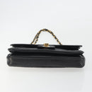 BALLY Chain Shoulder Bag Leather Black Gold Auth 190641A-5