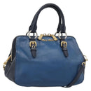 Miu Miu Hand Bag Leather 2way Blue Gold Auth 190650-1