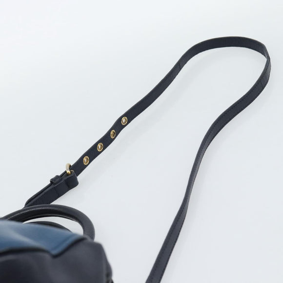 Miu Miu Hand Bag Leather 2way Blue Gold Auth 190650
