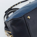 Miu Miu Hand Bag Leather 2way Blue Gold Auth 190650-16