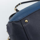 Miu Miu Hand Bag Leather 2way Blue Gold Auth 190650-18