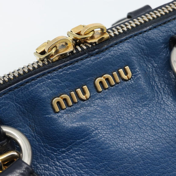 Miu Miu Hand Bag Leather 2way Blue Gold Auth 190650