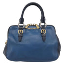 Miu Miu Hand Bag Leather 2way Blue Gold Auth 190650-13