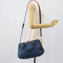 Miu Miu Hand Bag Leather 2way Blue Gold Auth 190650-27