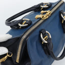Miu Miu Hand Bag Leather 2way Blue Gold Auth 190650-6