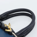 Miu Miu Hand Bag Leather 2way Blue Gold Auth 190650-14