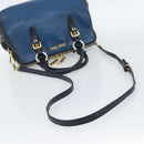 Miu Miu Hand Bag Leather 2way Blue Gold Auth 190650-8