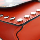 PRADA Shoulder Bag Leather Orange Silver Auth 190652M-9