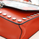 PRADA Shoulder Bag Leather Orange Silver Auth 190652M-15