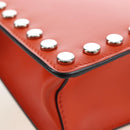 PRADA Shoulder Bag Leather Orange Silver Auth 190652M-16