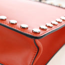 PRADA Shoulder Bag Leather Orange Silver Auth 190652M-17