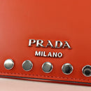 PRADA Shoulder Bag Leather Orange Silver Auth 190652M-18