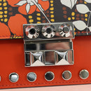 PRADA Shoulder Bag Leather Orange Silver Auth 190652M-20