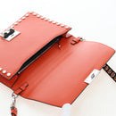 PRADA Shoulder Bag Leather Orange Silver Auth 190652M-21