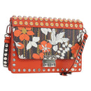 PRADA Shoulder Bag Leather Orange Silver Auth 190652M-1