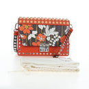 PRADA Shoulder Bag Leather Orange Silver Auth 190652M-12