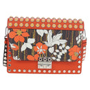 PRADA Shoulder Bag Leather Orange Silver Auth 190652M-13