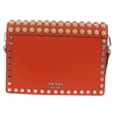 PRADA Shoulder Bag Leather Orange Silver Auth 190652M-2