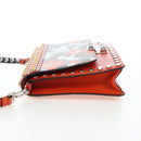 PRADA Shoulder Bag Leather Orange Silver Auth 190652M-3