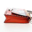 PRADA Shoulder Bag Leather Orange Silver Auth 190652M-4