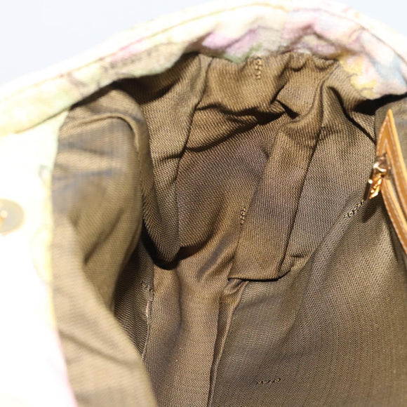 FENDI Hand Bag Canvas Beige Gold Auth 190653V