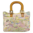 FENDI Hand Bag Canvas Beige Gold Auth 190653V-13