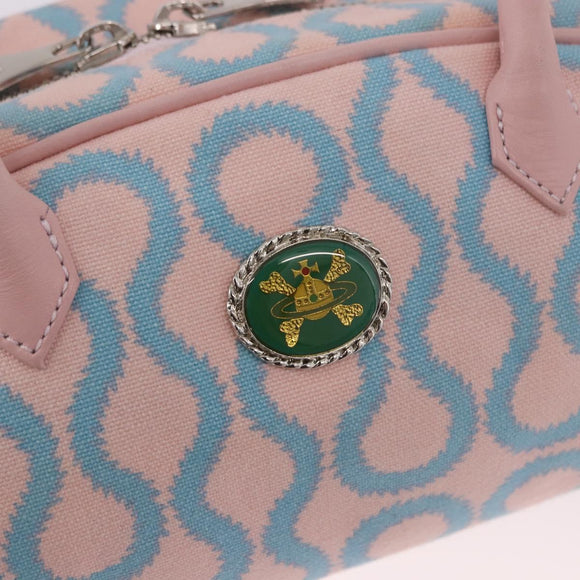 Vivienne Westwood Hand Bag Canvas Pink Silver Auth 190655A