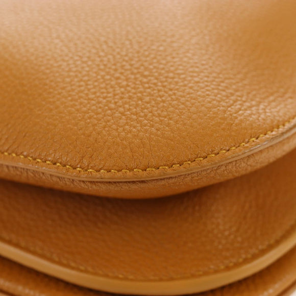 BOTTEGA VENETA Mount Chain Shoulder Bag Leather 2way Orange Gold Auth 190656V