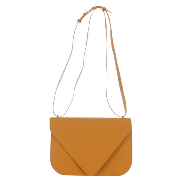 BOTTEGA VENETA Mount Chain Shoulder Bag Leather 2way Orange Gold Auth 190656V