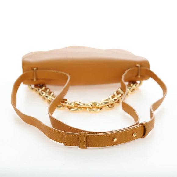 BOTTEGA VENETA Mount Chain Shoulder Bag Leather 2way Orange Gold Auth 190656V